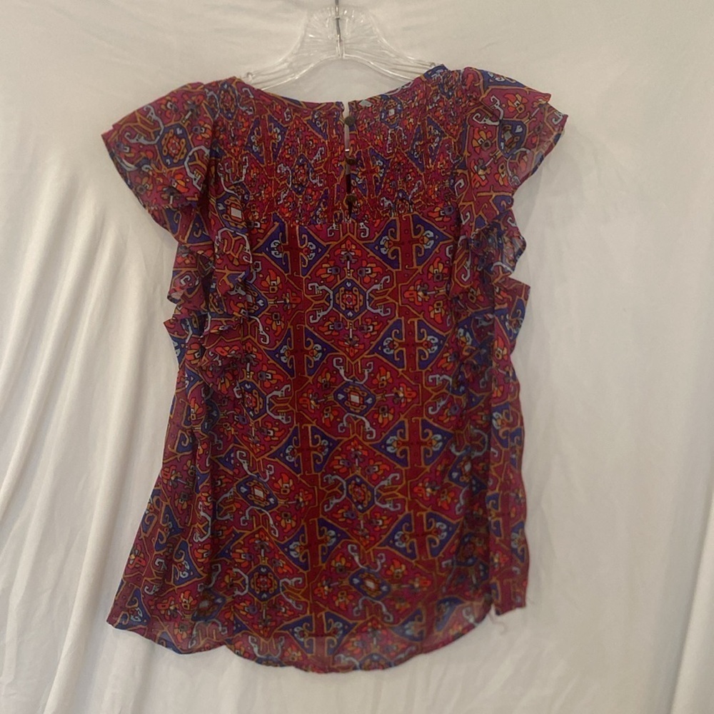 Meadow Rue by Anthropologie Flutter Sleeve Sheer Top SZ: 0 - Picture 6 of 6